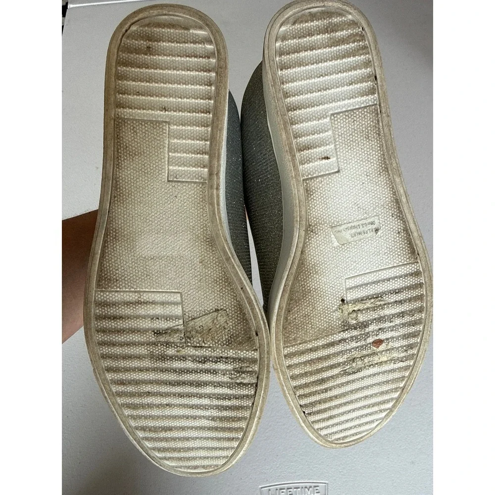Juicy Couture Joann Silver Glitter Wedge Sneakers High Top Front Zip Size 7